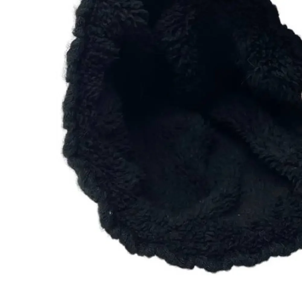 HEAT HOLDERS Black Cable Knit Fleece Women's Winter Cap Beanie Hat